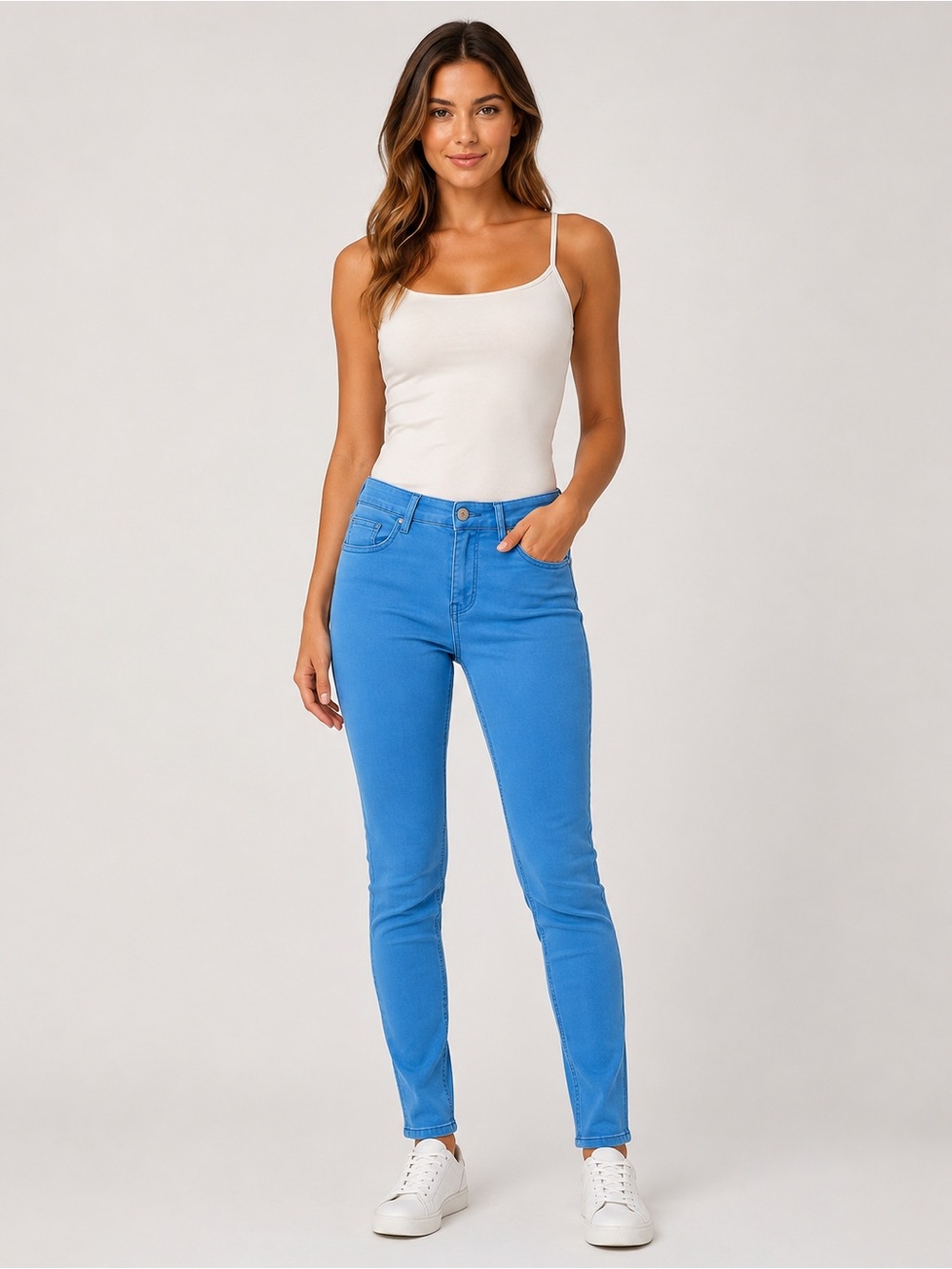 Electric Blue Stretch Slim Fit Pants